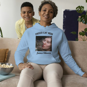 Blue Black Proud Cat Mum Custom Family Pet Photo Hoodie