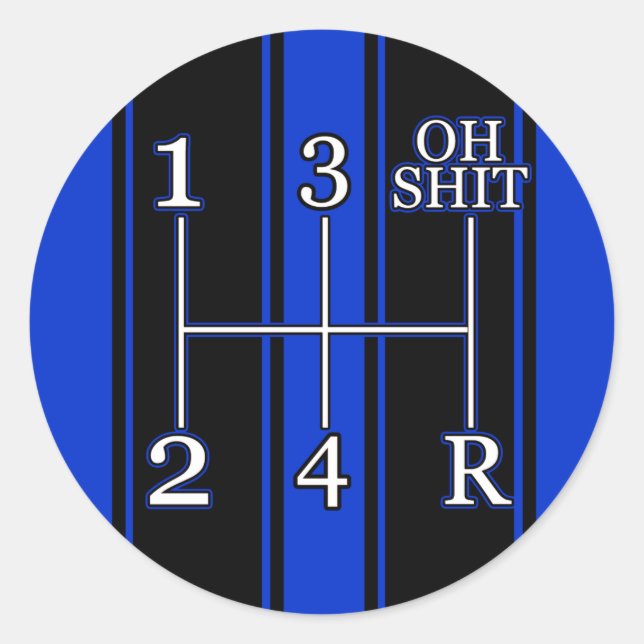 Blue Black Race Stripes Shift Knob Sticker (Front)