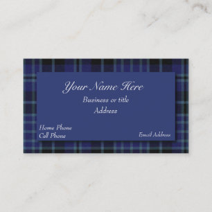 Blue & Black Scottish Tartan Plaid Business Card