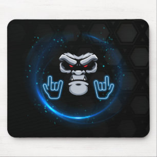 Blue & Black Simple Gorilla Face Mouse Mat