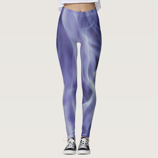 Blue Black Smoky Art Leggings (Front)
