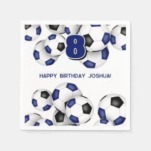 blue black soccer balls kids birthday party napkin