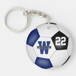 blue black soccer club team colours boys girls key ring