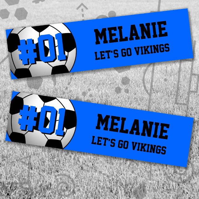 Blue Black Soccer Team Bumper Sticker (Blue and Black Soccer Let's Go Team Bumper Sticker. Celebrate your high school or college athlete.)