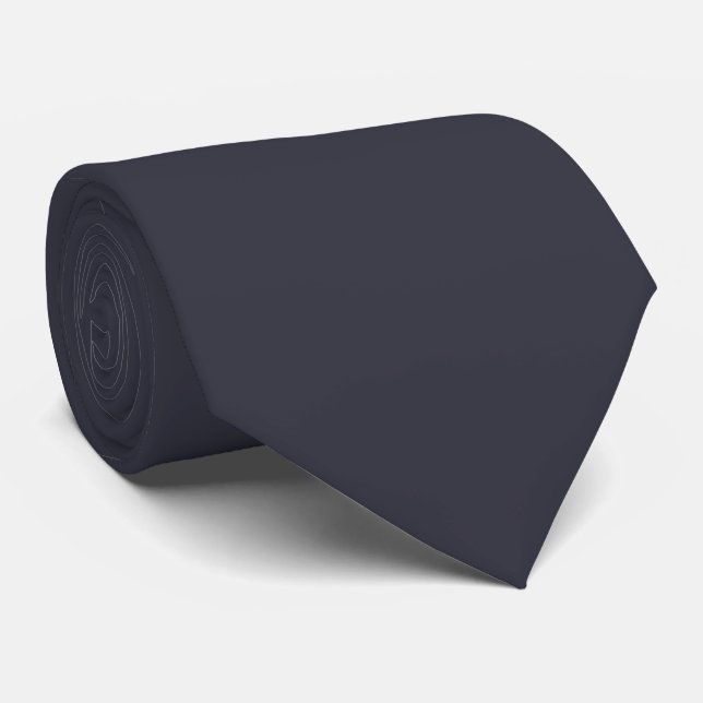 Blue Black Solid Colour Print, Polar Night Tie (Rolled)