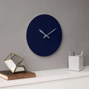Blue Black Solid Plain Large Clock