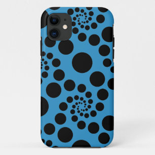 Blue & Black Spiral Dots - Personalise Your Own iPhone 11 Case