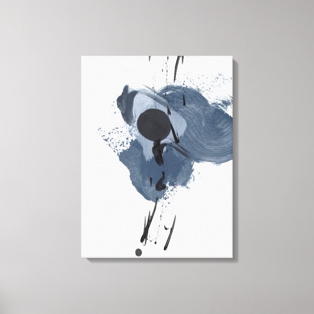 Blue & Black Splash II | Blue Black Paint Splash Canvas Print (Front)