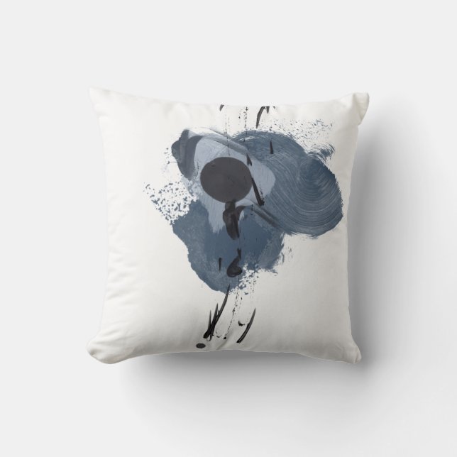 Blue & Black Splash II | Blue Black Paint Splash Cushion (Front)
