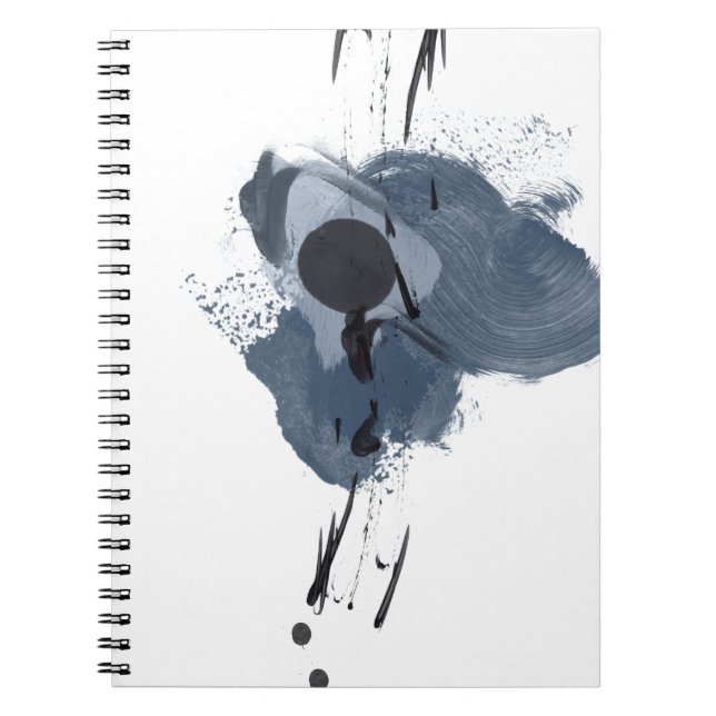 Blue & Black Splash II | Blue Black Paint Splash Notebook (Front)