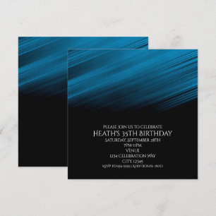 Blue & Black Streaks Birthday Party Invitation