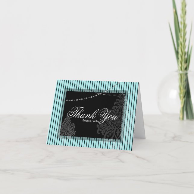 Blue & black stripe seating holiday card (Front)