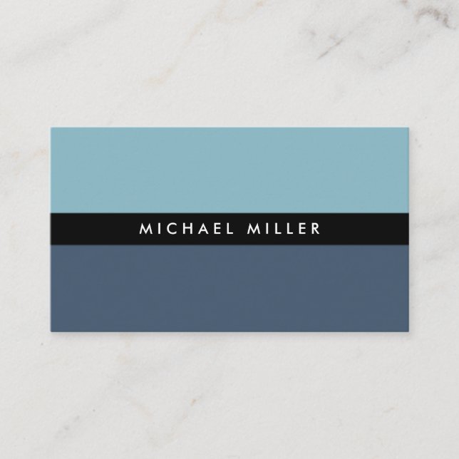 Blue black stripe simple minimal smart masculine business card (Front)