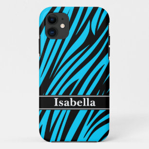 Blue Black Stripes Pattern iPhone 11 Case