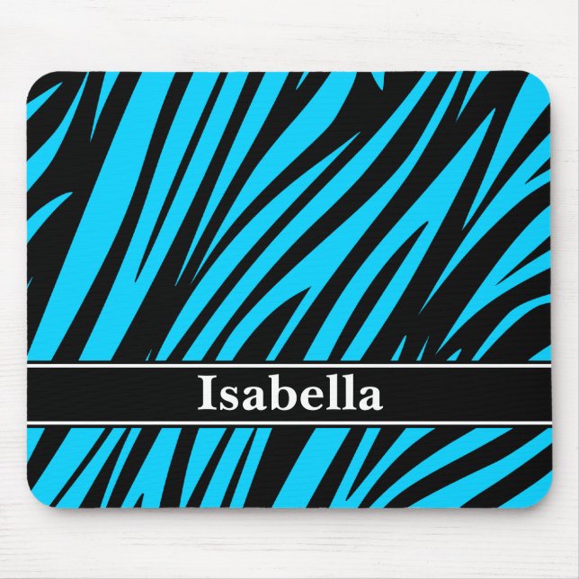 Blue Black Stripes Pattern Mouse Mat (Front)