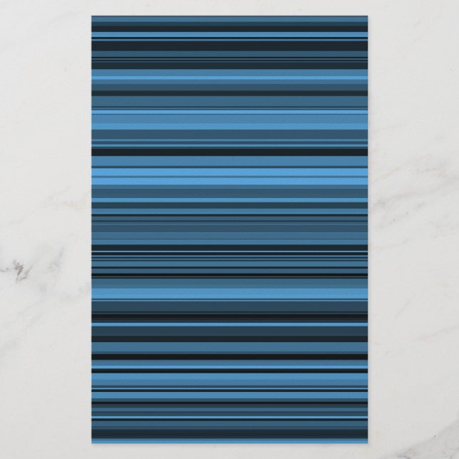 Blue Black Stripes Seamless Pattern Stationery (Front)