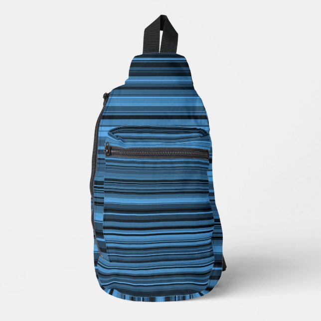 Blue Black Stripes Sling Bag (Front)