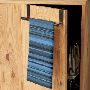 Blue Black Stripes Tea Towel