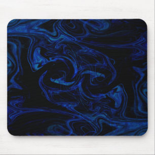 Blue Black Swirl Abstract Smoky Cool Mouse Mat