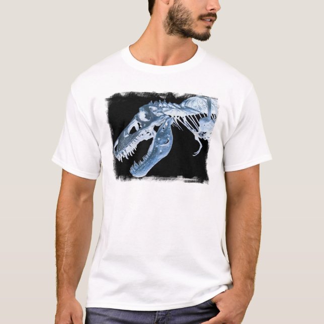 Blue & Black T-Rex X-Ray Bones Photo T-Shirt (Front)