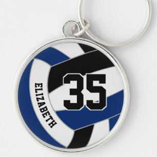 blue black team colours personalised volleyball key ring