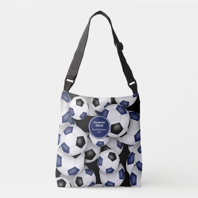 blue black team colours soccer coach crossbody bag (Front)