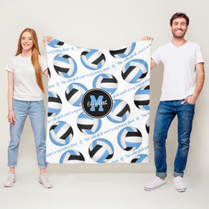 blue black The volleyball court is my happy place Fleece Blanket