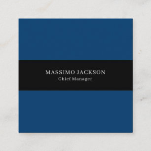 Blue Black Trendy Simple Minimalist Professional Square Business Card