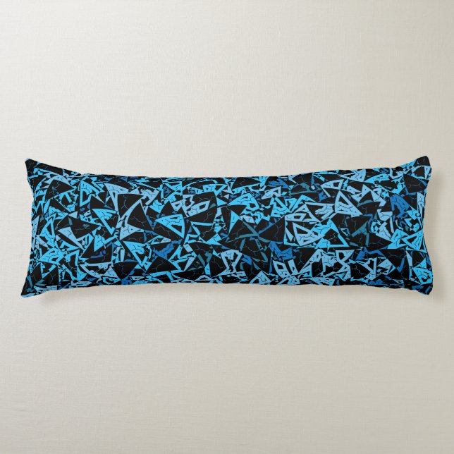 Blue Black Triangle Pattern Body Cushion (Front)