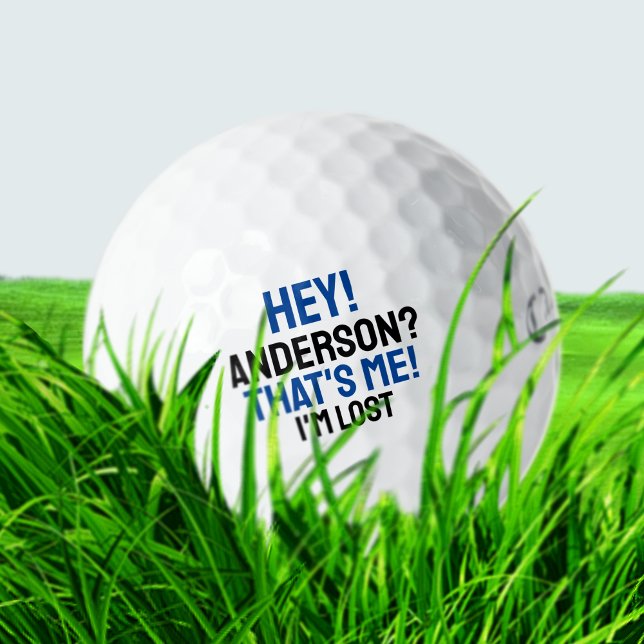 Blue Black Typography Funny Lost Golf Ball (Creator Uploaded)