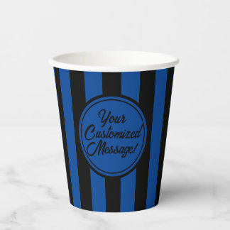 Blue Black Vertical Stripe Halloween Paper Cups