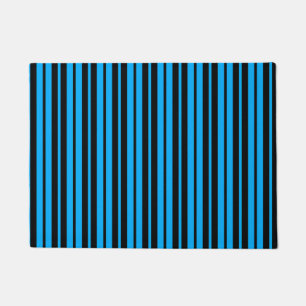 Blue Black Vertical Stripes Pattern Design Doormat
