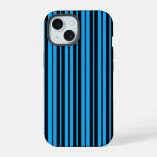 Blue Black Vertical Stripes Pattern Design iPhone 15 Case