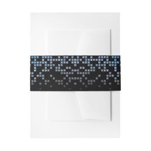 Blue Black Video Game Gamer Bar Mitzvah Invitation Belly Band