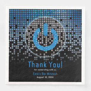 Blue Black Video Game Gamer Bar Mitzvah Napkin