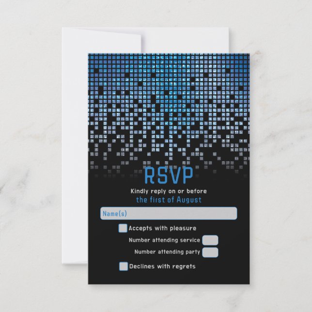 Blue Black Video Game Gamer Bar Mitzvah  RSVP Card (Front)