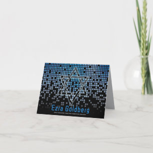 Blue Black Video Game Gamer Bar Mitzvah Thank You Card