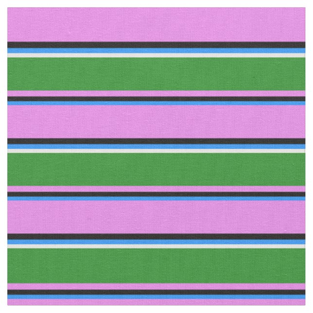Blue, Black, Violet, Forest Green & White Coloured Fabric (Close Up)