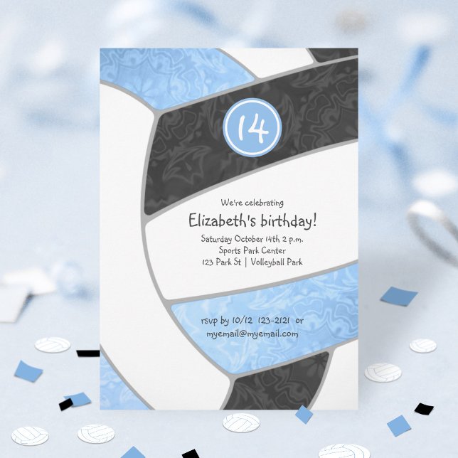 blue black volleyball team or girls birthday invitation (Creator Uploaded)