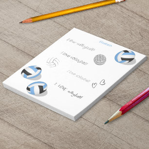 blue black volleyballs girls boys custom name notepad