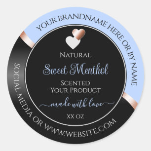 Blue Black Wavy Rose Gold Hearts Product Labels