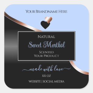 Blue Black Wavy Rose Gold Hearts Product Labels