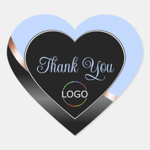 Blue Black Wavy Rose Gold with Logo Cute Thank You Heart Sticker
