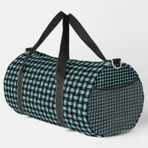 Blue Black Weave Pattern Large Duffle Bag