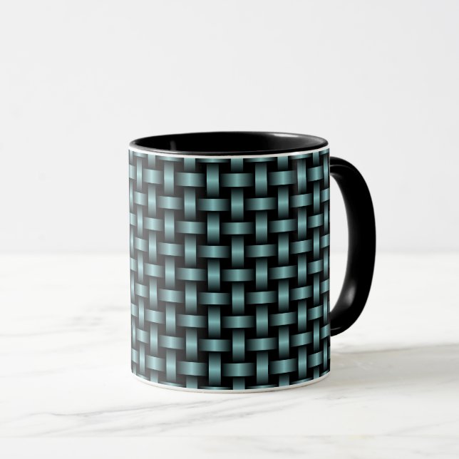 Blue Black Weave Pattern Mug (Front Right)