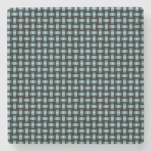 Blue Black Weave Pattern Stone Coaster (Front)