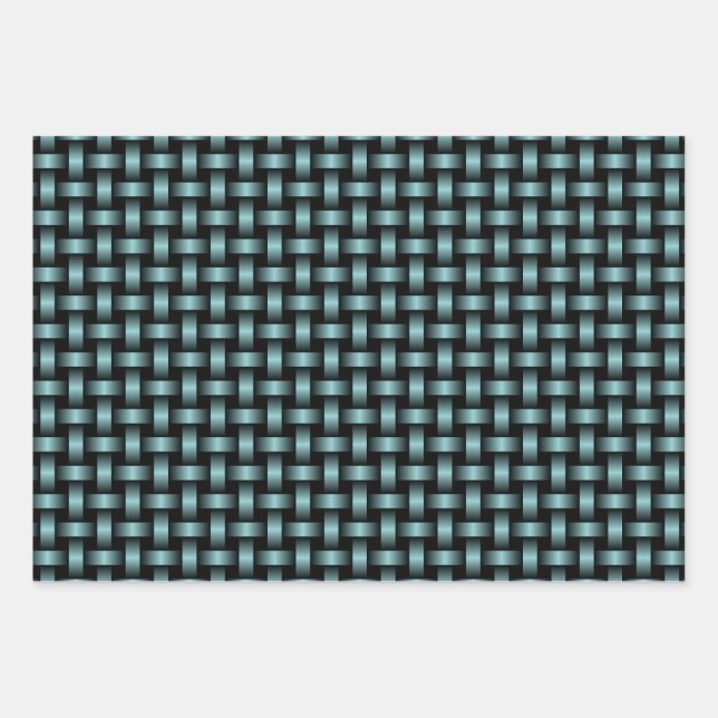 Blue Black Weave Pattern Wrapping Paper Sheet (Front)