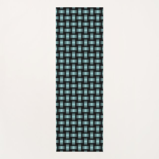 Blue Black Weave Pattern Yoga Mat (Front)