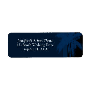 Blue Black Wedding Colours Palm Tree Labels