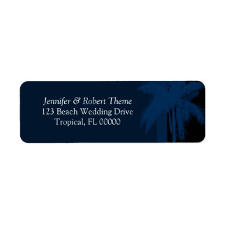 Blue Black Wedding Colours Palm Tree Labels